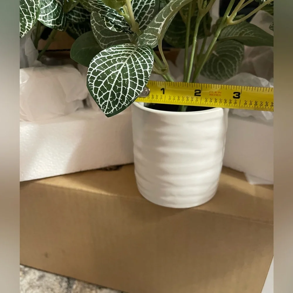 4 Artificial Plant Set Tabletop  Plants NEW Fake Plants White Planters SET
